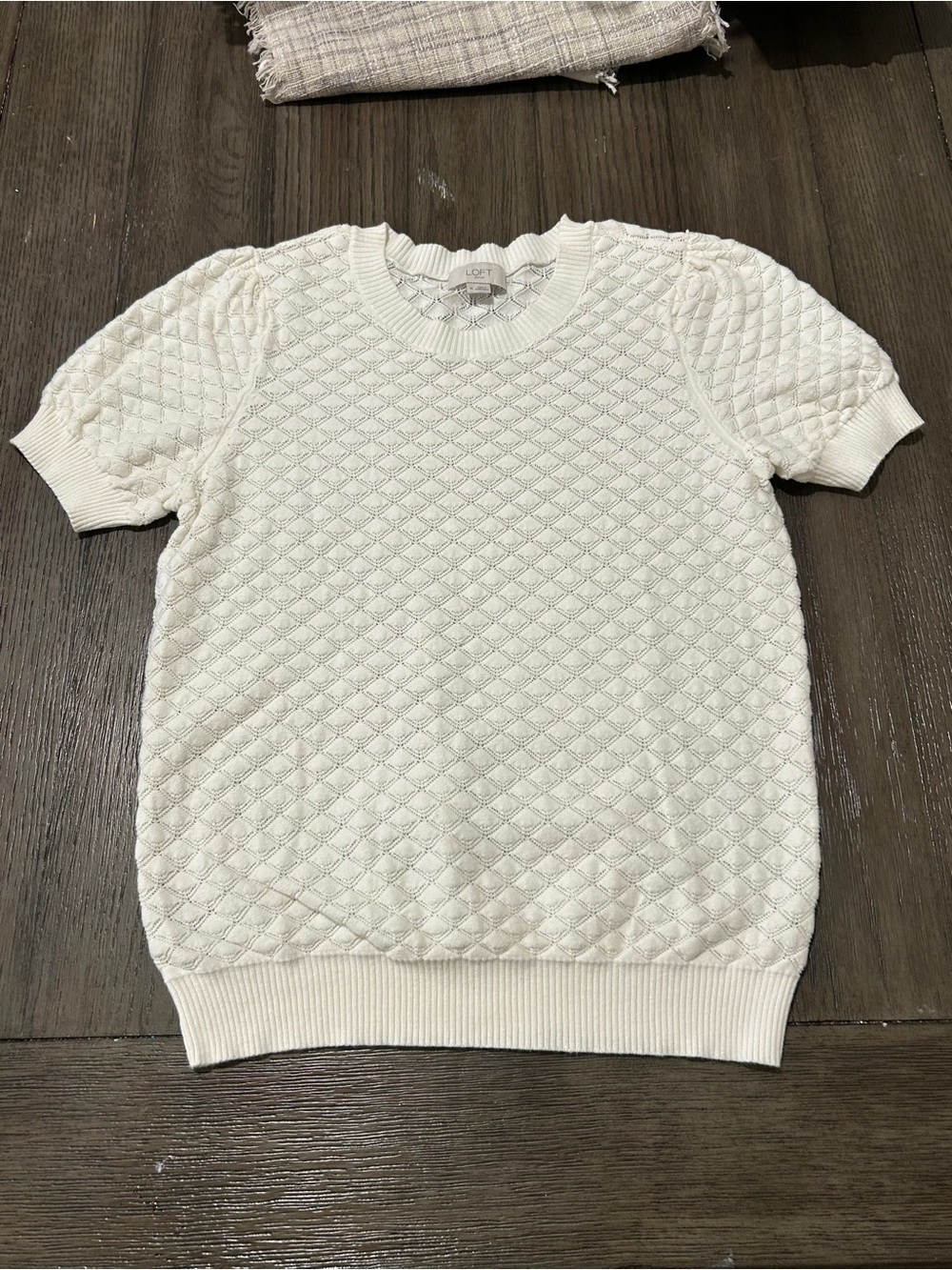 Loft White Textured Short-Sleeve Knit Top